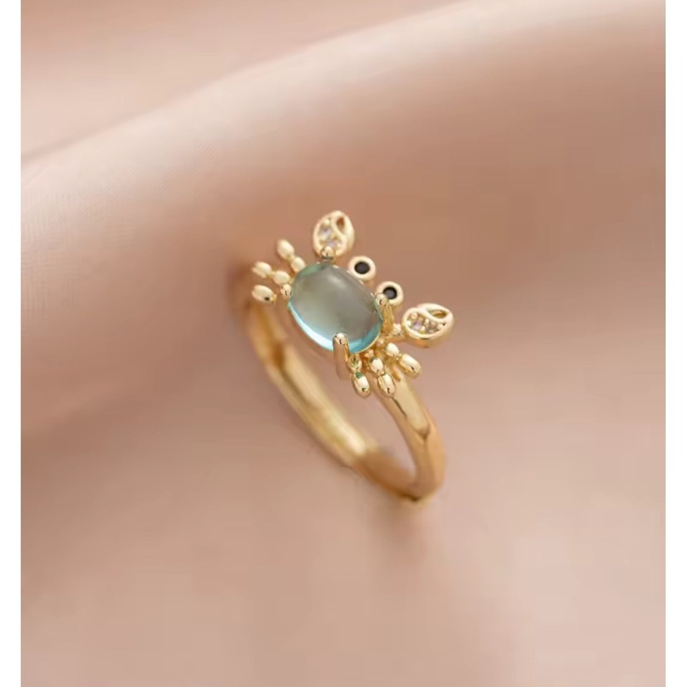 14k Over Silver Crab Ring Gold Tone Adjustable Statement‎ Ring Cute Animal